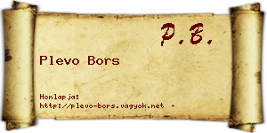 Plevo Bors névjegykártya